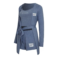 Ensemble débardeur, short et peignoir Rigor de New York Giants pour femme Concepts Sport Heather Royal