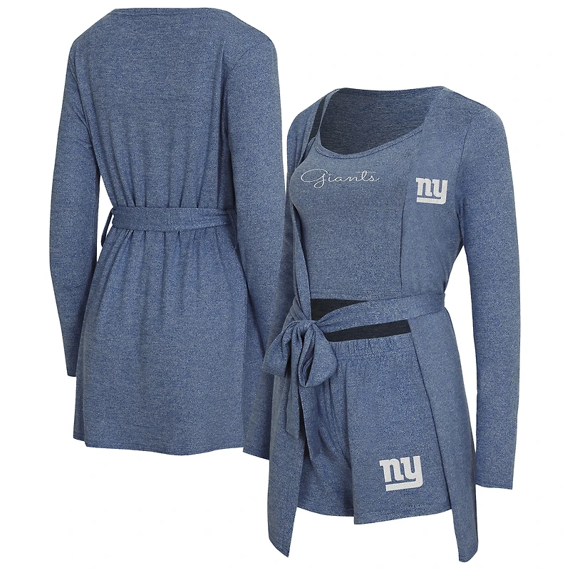 Ensemble débardeur, short et peignoir Rigor de New York Giants pour femme Concepts Sport Heather Royal