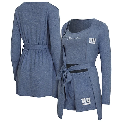 Ensemble débardeur, short et peignoir Rigor de New York Giants pour femme Concepts Sport Heather Royal