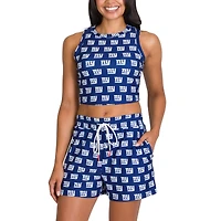 Women's Concepts Sport New York Giants Gauge Allover Print Cropped Tank Top & Shorts Sleep Set