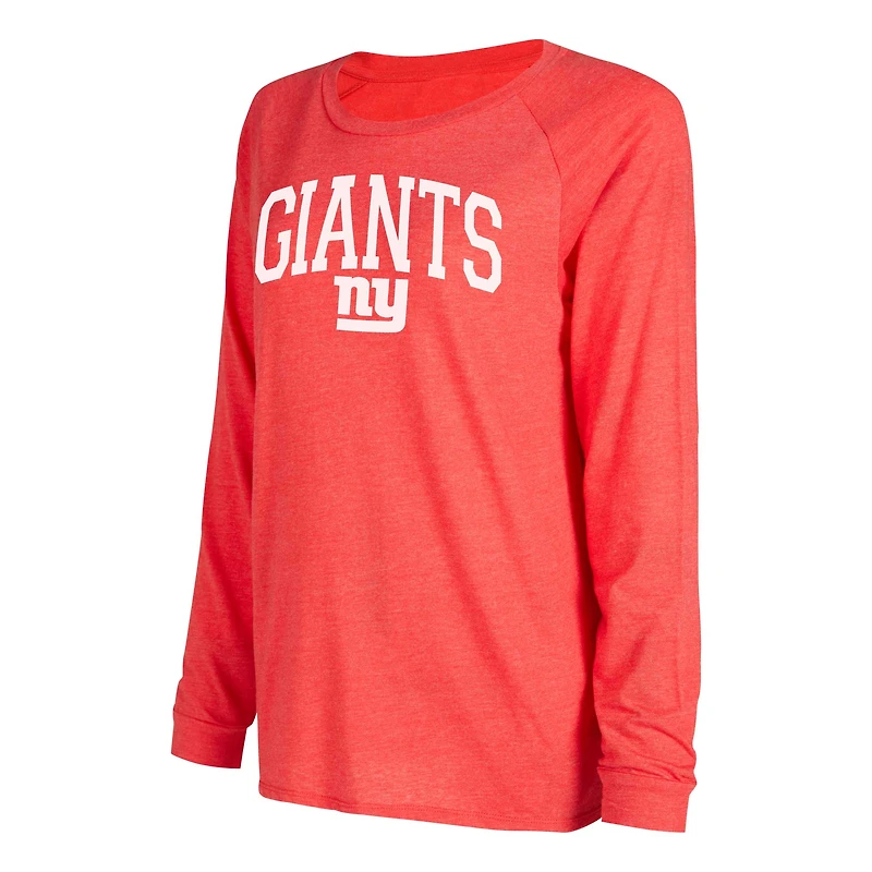Ensemble de détente pour femme Concepts Sport Royal/Red New York Giants, haut à manches longues raglan et short