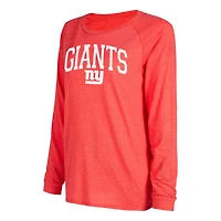 Ensemble de détente pour femme Concepts Sport Royal/Red New York Giants, haut à manches longues raglan et short