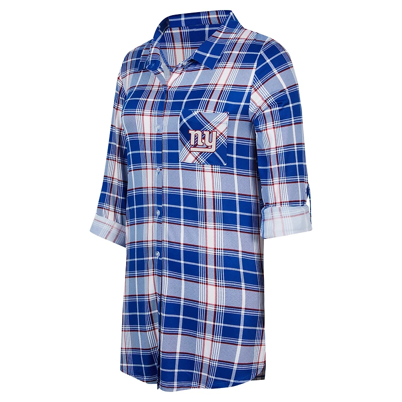 Chemise de nuit en tricot à carreaux Ashford Sport Royal New York Giants pour femme