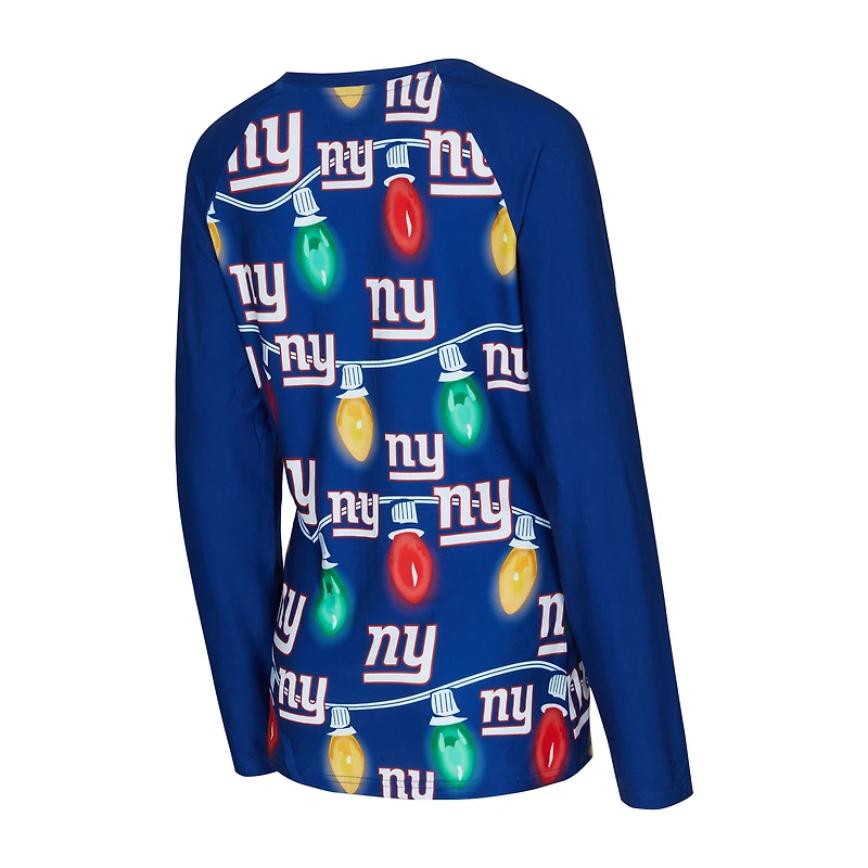 Ensemble t-shirt à manches longues et pantalon en tricot Garland Raglan pour femme Concepts Sport Royal New York Giants