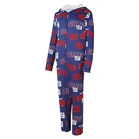 Combinaison en micropolaire à imprimé intégral et fermeture éclair intégrale Concepts Sport Royal New York Giants Roadway pour femme