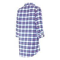 Women's Concepts Sport Royal New York Giants Sienna Plaid Full-Button Long Sleeve Nightshirt