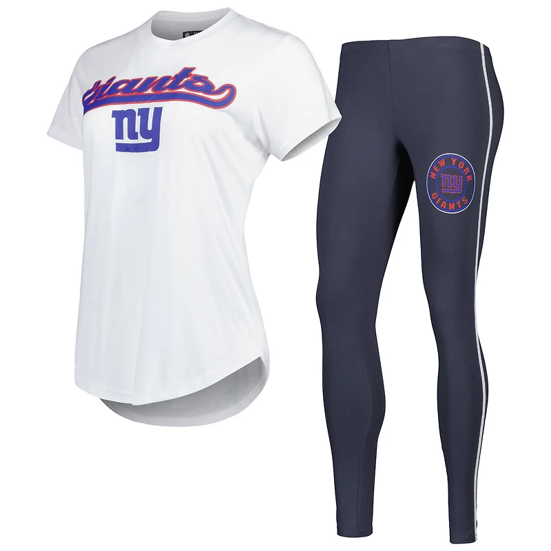 Ensemble de nuit Concepts Sport blanc/anthracite pour femme avec haut et leggings Sonata des New York Giants