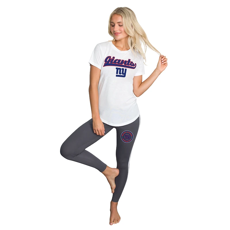 Ensemble de nuit Concepts Sport blanc/anthracite pour femme avec haut et leggings Sonata des New York Giants