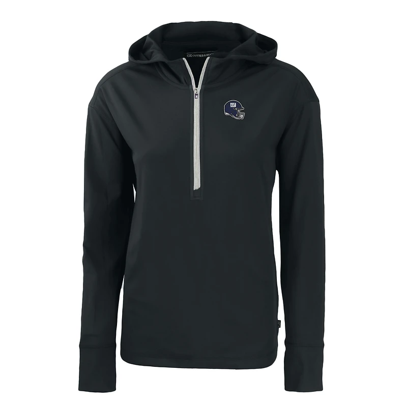 Women's Cutter & Buck  Black New York Giants Helmet Daybreak Eco Recycled Half-Zip Hoodie
