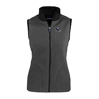 Gilet zippé en polaire Sherpa écologique Cascade pour femme, gris, avec logo du casque des New York Giants, Cutter & Buck