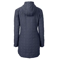 Women's Cutter & Buck Heather Navy New York Giants Rainier Primaloft Eco Hooded Long Lightweight Coat