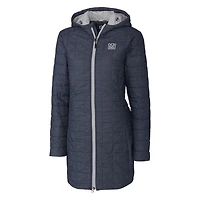 Women's Cutter & Buck Heather Navy New York Giants Throwback Logo Rainier Primaloft Eco Full-Zip Hoodie Long Coat