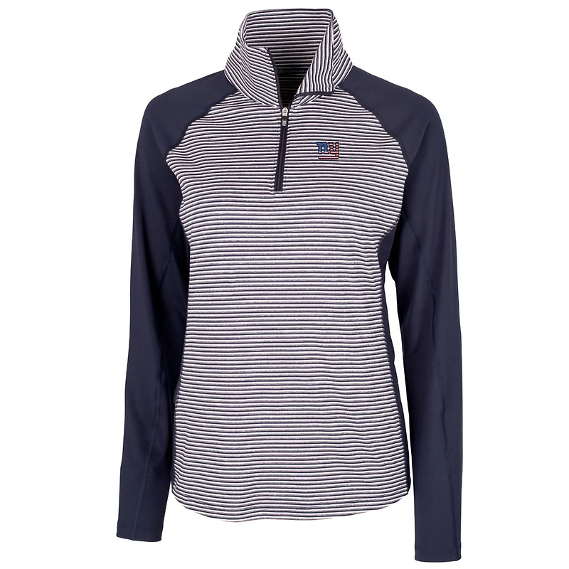Women's Cutter & Buck Navy New York Giants Forge Tonal Half-Zip Top