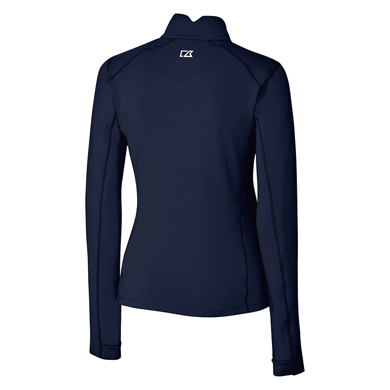 Women's Cutter & Buck Navy New York Giants Throwback Logo Traverse Stretch Quarter-Zip Pullover Top