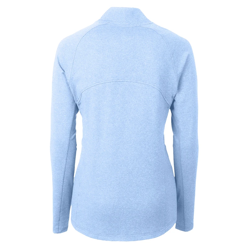 Veste zippée intégrale Cutter & Buck pour femme, bleu poudre, New York Giants Adapt Eco Knit Heather en maille recyclée