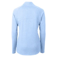 Veste zippée intégrale Cutter & Buck pour femme, bleu poudre, New York Giants Adapt Eco Knit Heather en maille recyclée