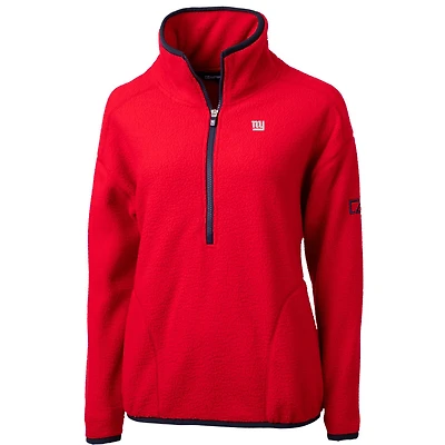 Women's Cutter & Buck Red/Navy New York Giants Cascade Eco Sherpa Fleece Half-Zip Pullover Jacket