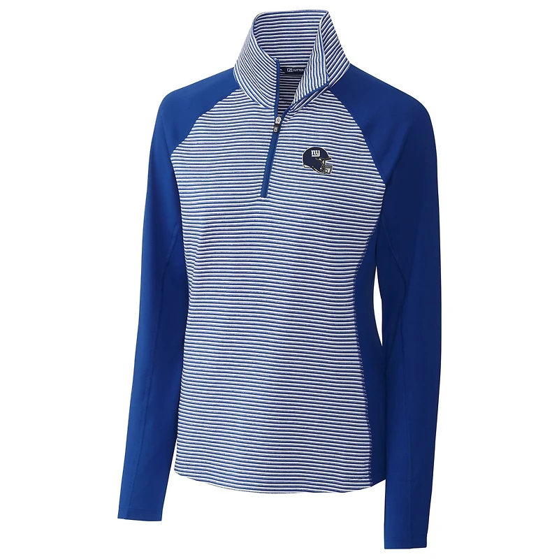 Women's Cutter & Buck Royal New York Giants Helmet Logo DryTec Forge Tonal Stripe Stretch Half-Zip Top