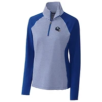 Women's Cutter & Buck  Royal New York Giants Helmet Logo DryTec Forge Tonal Stripe Stretch Half-Zip Top