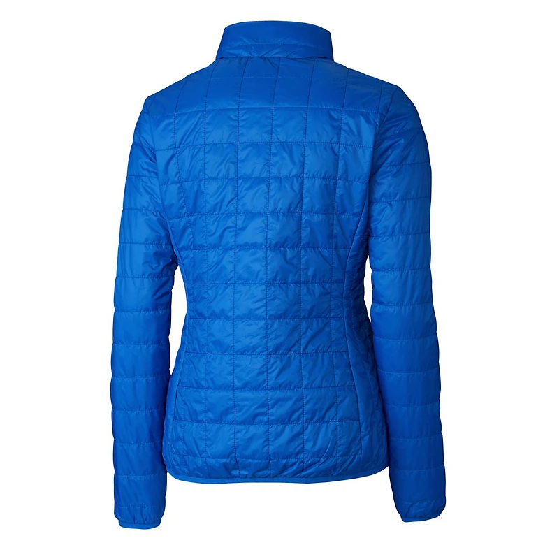 Women's Cutter & Buck Royal New York Giants Throwback Logo Rainier PrimaLoft Eco Full-Zip Puffer Jacket