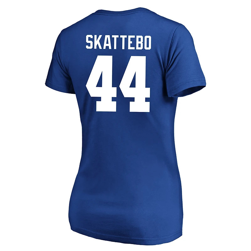 Women's Fanatics Cam Skattebo Royal New York Giants Plus Name & Number Scoop Neck T-Shirt