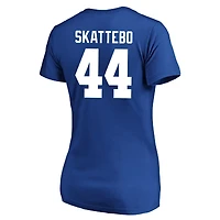 Women's Fanatics Cam Skattebo Royal New York Giants Plus Name & Number Scoop Neck T-Shirt