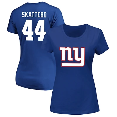 Women's Fanatics Cam Skattebo Royal New York Giants Plus Name & Number Scoop Neck T-Shirt