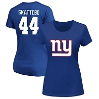 Women's Fanatics Cam Skattebo Royal New York Giants Plus Name & Number Scoop Neck T-Shirt