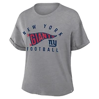 T-shirt boxy tri-blend hommage aux New York Giants, gris chiné, Fanatics pour femme