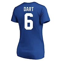 T-shirt à col rond Jaxson Dart Royal pour femme, grande taille, avec nom et numéro, des New York Giants