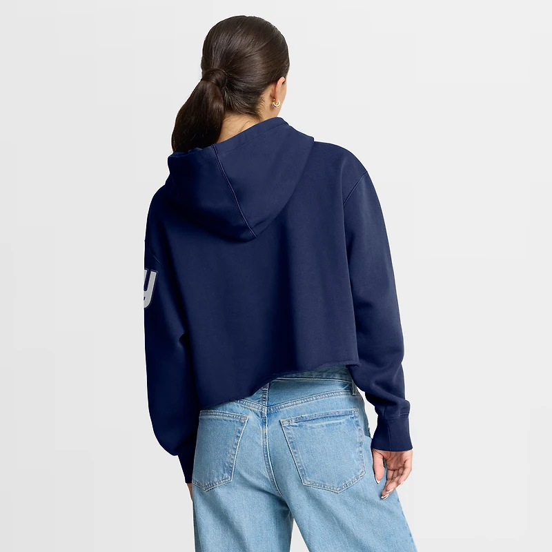 Sweat à capuche court surdimensionné bleu marine New York Giants pour femme