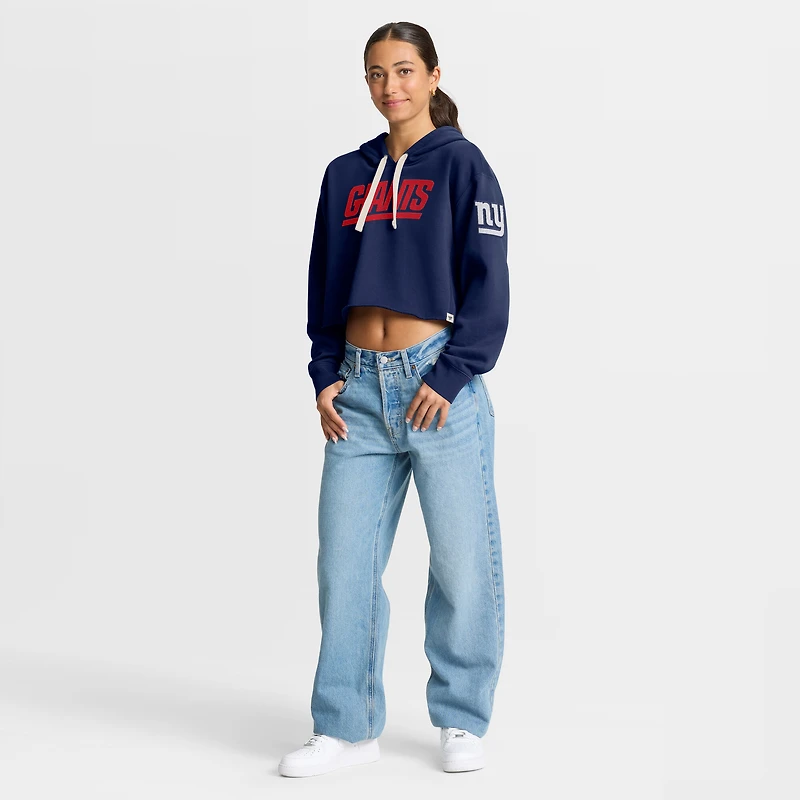 Sweat à capuche court surdimensionné bleu marine New York Giants pour femme