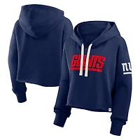 Sweat à capuche court surdimensionné bleu marine New York Giants pour femme