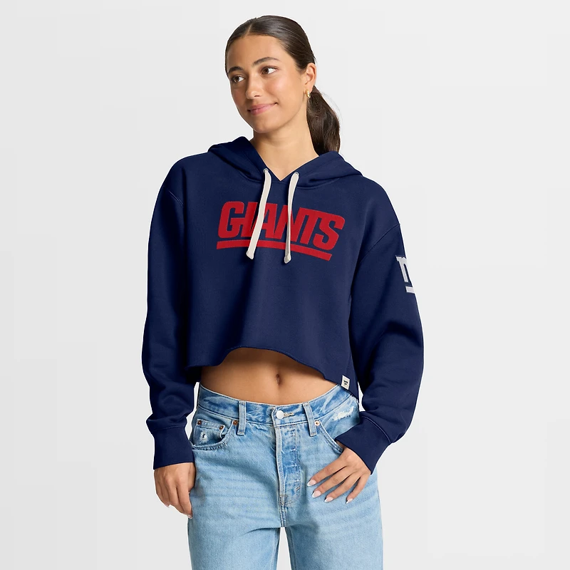 Sweat à capuche court surdimensionné bleu marine New York Giants pour femme