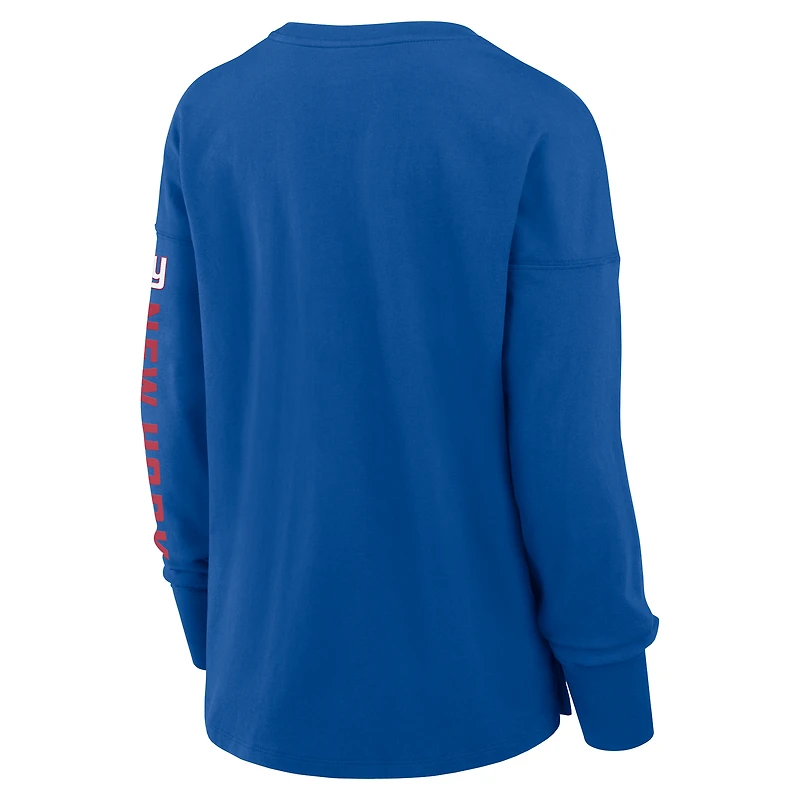 T-shirt à manches longues Fanatics Royal New York Giants Hometown Legacy pour femme