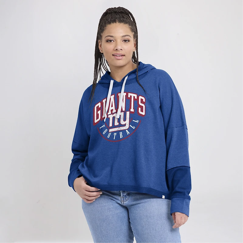 Fanatics pour femmes Royal New York Giants Lightewight Modest Crop Lounge Casque Arch Pull à capuche