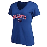 T-shirt à col en V Fanatics Royal New York Giants pour femmes, grande taille, logo Arch Over