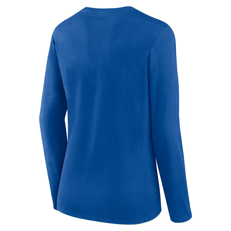 T-shirt à manches longues Foiled Play Fanatics Royal New York Giants pour femmes, grande taille