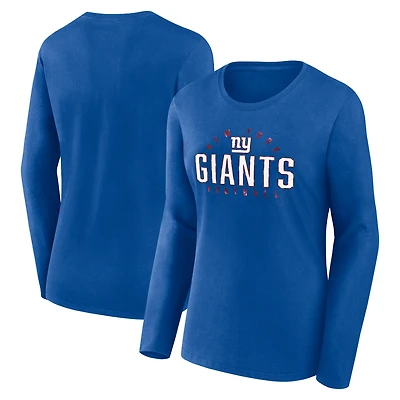 T-shirt à manches longues Foiled Play Fanatics Royal New York Giants pour femmes, grande taille