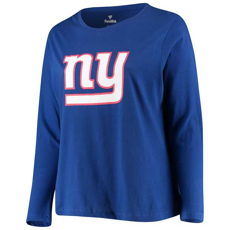 Women's Fanatics Royal New York Giants Plus Primary Logo Long Sleeve T-Shirt