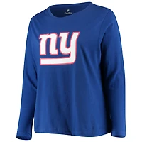 Women's Fanatics Royal New York Giants Plus Primary Logo Long Sleeve T-Shirt
