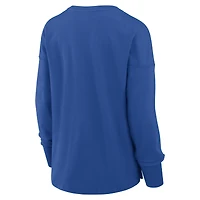 T-shirt à manches longues Fanatics Royal New York Giants pour femmes, coupe décontractée.