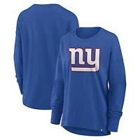 T-shirt à manches longues Fanatics Royal New York Giants pour femmes, coupe décontractée.