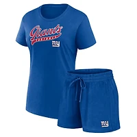 Pack combiné t-shirt et short Fanatics Royal New York Giants Start to Finish pour femmes