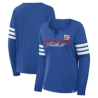 T-shirt à manches longues lacets Fanatics Royal New York Giants pour femmes