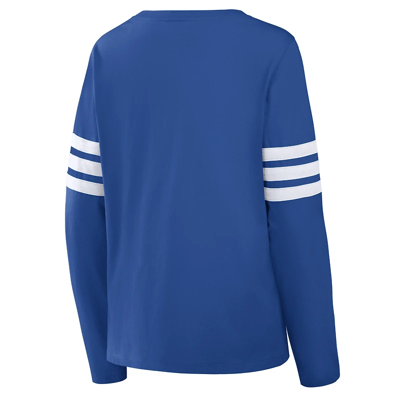 Women's Fanatics Royal New York Giants Team First Coverage Scheme Lace-Up Long Sleeve T-Shirt