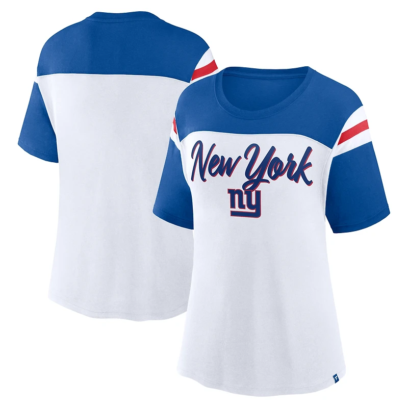 Women's Fanatics White/Royal New York Giants Cheer Chant Fashion Crop Top
