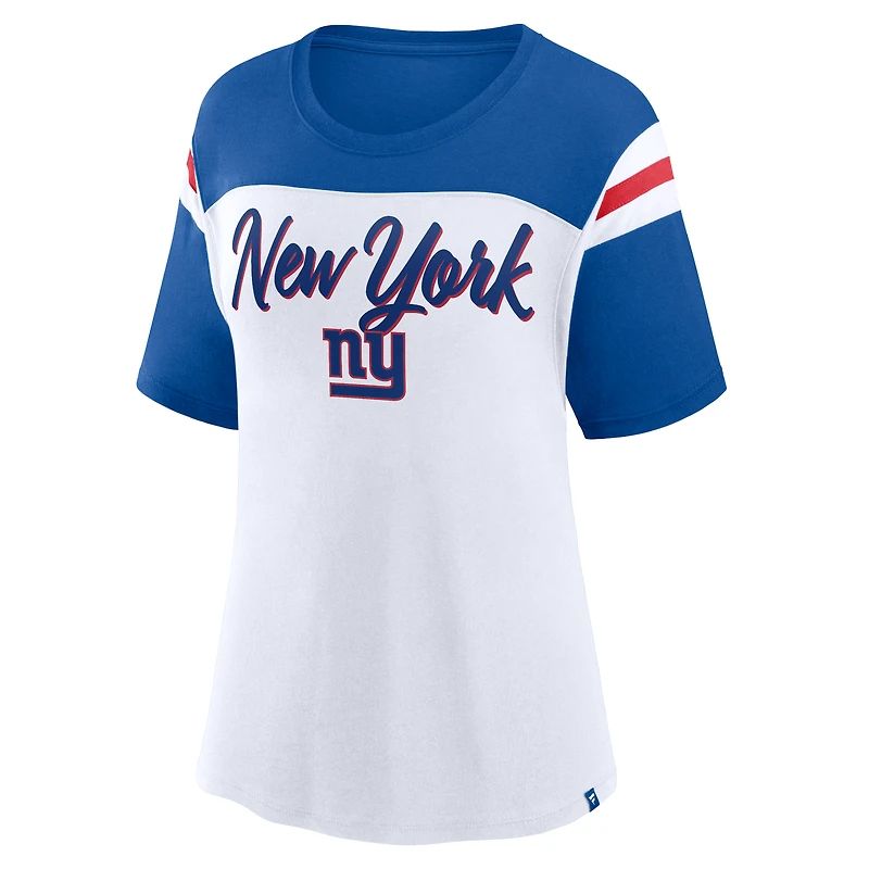 Women's Fanatics White/Royal New York Giants Cheer Chant Fashion Crop Top