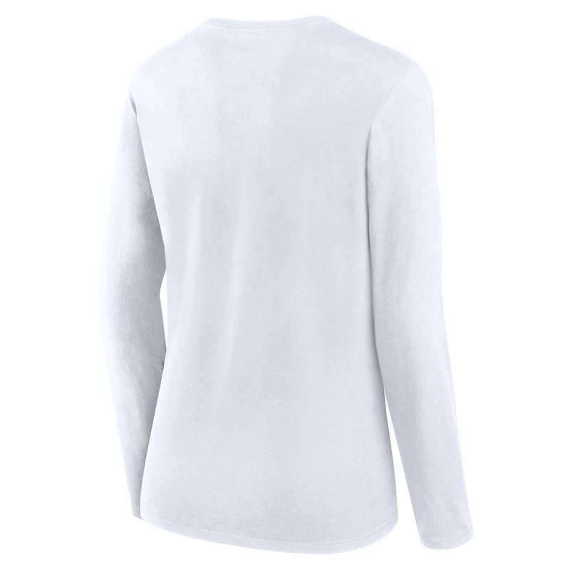 T-shirt à manches longues en coton léger Fanatics White New York Giants pour femmes