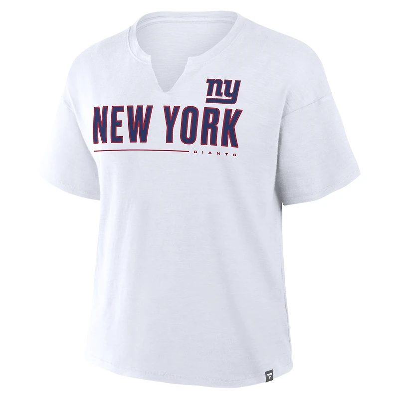 T-shirt boxy blanc fanatique des New York Giants Redzone pour femme